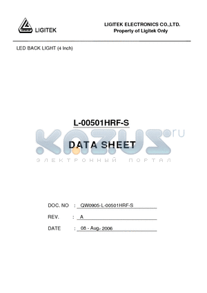 L-00501HRF-S datasheet - LED BACK LIGHT (4 Inch)