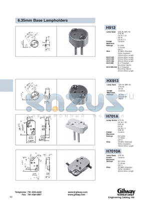 H881 datasheet - 6.35mm Base Lampholders