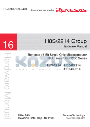 H8S-2214 datasheet - Renesas 16-Bit Single-Chip Microcomputer H8S Family H8S-2100 Series