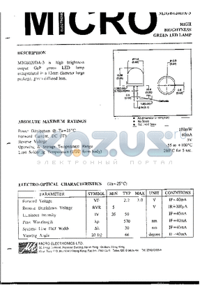 M2GB120DA-3 datasheet - HIGH BRIGHTNESS GREEN LED LAMP