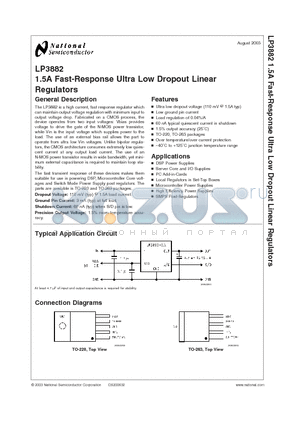 LP3882ES-1.2 datasheet - 1.5A Fast-Response Ultra Low Dropout Linear