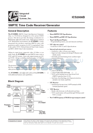 ICS2008BV datasheet - SMPTE Time Code Receiver/Generator