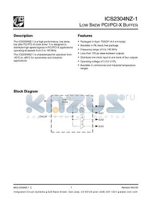 ICS2304NZG-1 datasheet - LOW SKEW PCI/PCI-X BUFFER