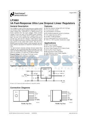 LP3883ES-1.2 datasheet - 3A Fast-Response Ultra Low Dropout Linear Regulators