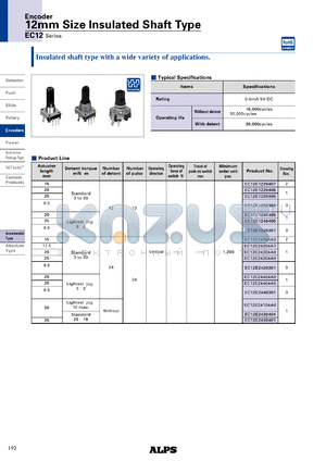 EC12E24204A9 datasheet - 12mm Size Insulated Shaft Type