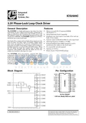 ICS2509CYG-T datasheet - 3.3V Phase-Lock Loop Clock Driver