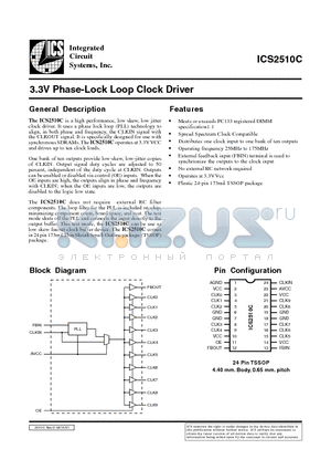 ICS2510CG-T datasheet - 3.3V Phase-Lock Loop Clock Driver