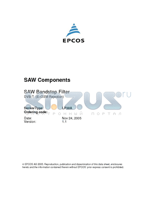 LP38A datasheet - Low-Loss Filter for Multimedia Applications