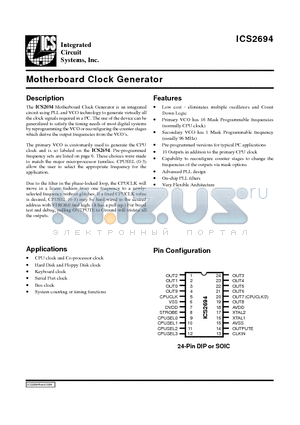 ICS2694 datasheet - Motherboard Clock Generator