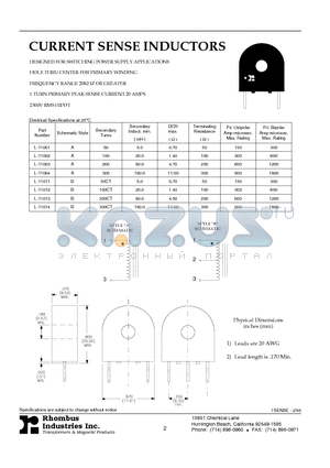 L-11001 datasheet - CURRENT SENSE INDUCTORS