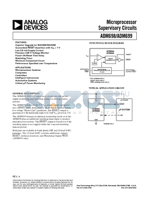 ADM698 datasheet - Microprocessor Supervisory Circuits