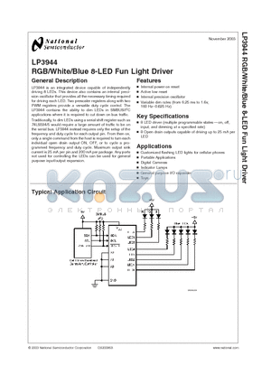 LP3944ISQ datasheet - RGB/White/Blue 8-LED Fun Light Driver