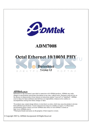 ADM7008 datasheet - Octal Ethernet 10/100M PHY