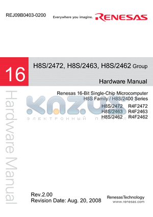 H8S/2462 datasheet - 16-Bit Single-Chip Microcomputer H8S Family / H8S/2400 Series