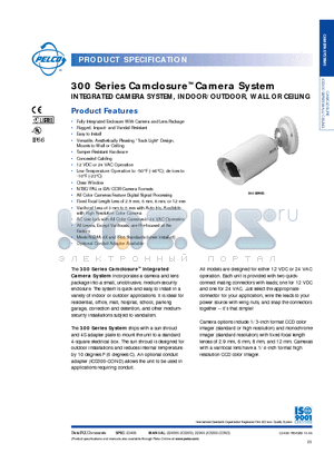 ICS300-CA12 datasheet - 300 Series CamclosureTM Camera System INTEGRATED CAMERA SYSTEM, INDOOR/OUTDOOR, WALL OR CEILING