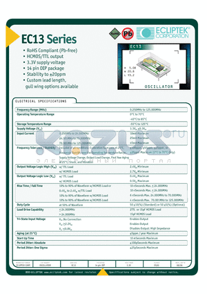 EC1300T-50.000M-G datasheet - OSCILLATOR