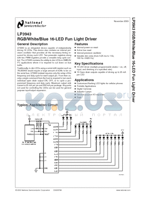 LP3943 datasheet - RGB/White/Blue 16-LED Fun Light Driver
