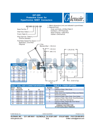 667-085-19C datasheet - Protective Cover for Hypertronics NEBY Connectors