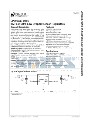 LP3963ESX-1.8 datasheet - 3A Fast Ultra Low Dropout Linear Regulators