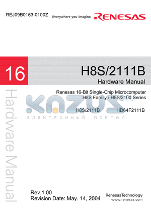 H8S2111B datasheet - Renesas 16-Bit Single-Chip Microcomputer H8S Family / H8S/2100 Series