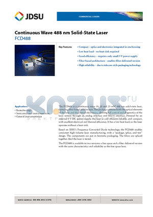 FCD488-020 datasheet - Continuous Wave 488 nm Solid-State Laser