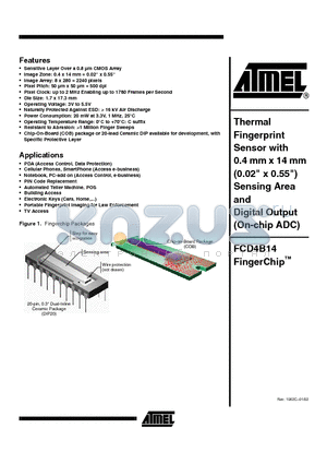 FCD4B14CCB datasheet - Thermal Fingerprint Sensor with 0.4 mm x 14 mm Sensing Area and Digital Output