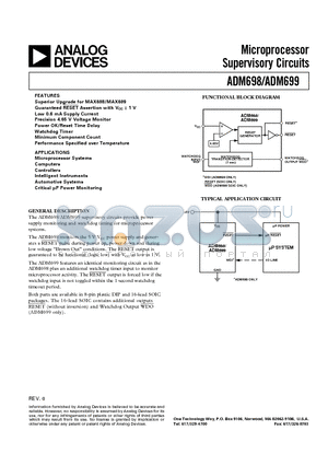 ADM699AN datasheet - Microprocessor Supervisory Circuits