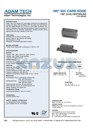 FCE14SG datasheet - .100 IDC CARD EDGE .100 [2.54] CENTERLINE