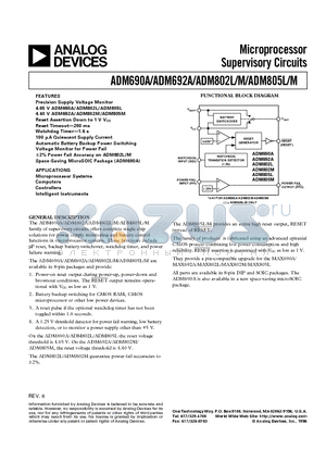 ADM805MAN datasheet - Microprocessor Supervisory Circuits