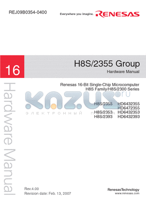 H8S/2393 datasheet - 16-Bit Single-Chip Microcomputer