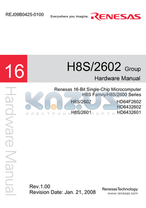 H8S2602 datasheet - 16-Bit Single-Chip Microcomputer H8S Family/H8S/2600 Series