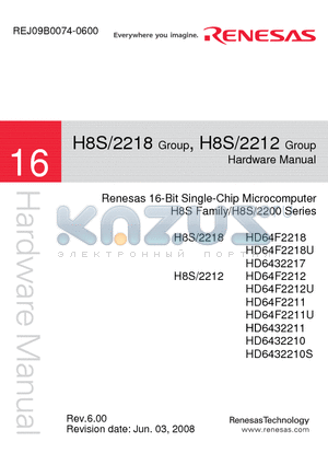 H8S2218 datasheet - 16-Bit Single-Chip Microcomputer H8S Family/H8S/2200 Series