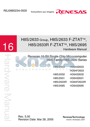 H8S2633R datasheet - Renesas 16-Bit Single-Chip Microcomputer H8S Family/H8S/2600 Series