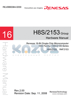 H8S2153 datasheet - 16-Bit Single-Chip Microcomputer H8S Family / H8S/2100 Series