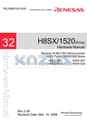 H8SX1520 datasheet - 32-Bit CISC Microcomputer H8SX Family H8SX/1500 Series