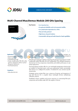 DWM-2FSMS2727 datasheet - Multi-Channel Mux/Demux Module 200 GHz Spacing