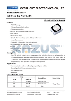 67-03-RSGHBHC-B06-1T datasheet - Full Color Top View LEDs