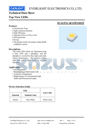 67-11-T1C-KV2W1M-2T datasheet - Top View LEDs