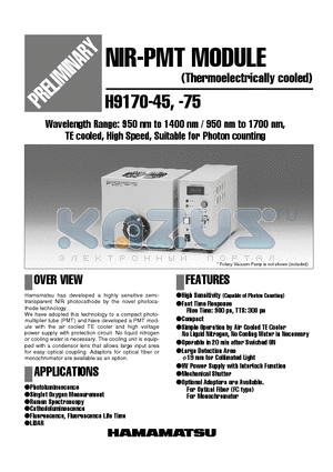 H9170-45 datasheet - NIR-PMT MODULE