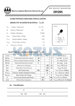 H928S datasheet - PNP SILICON TRANSISTOR