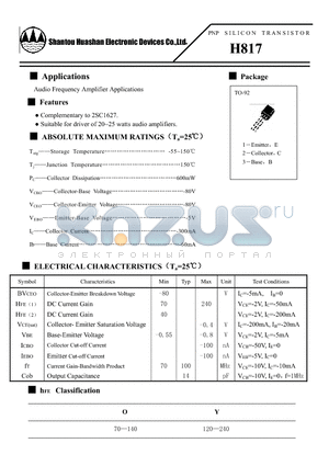 H950 datasheet - PNP SILICON TRANSISTOR