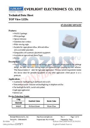 67-21-GHC-BV1-2T datasheet - TOP View LEDs