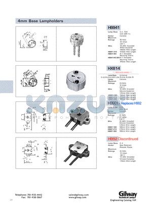 H971-M3 datasheet - 4mm Base Lampholders