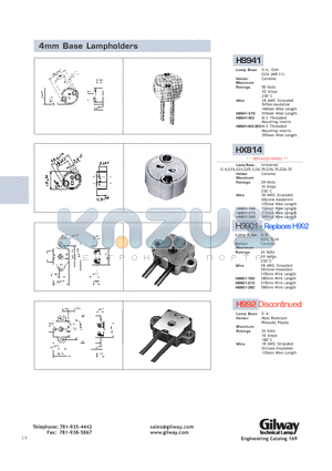 H977-395A datasheet - 4mm Base Lampholders