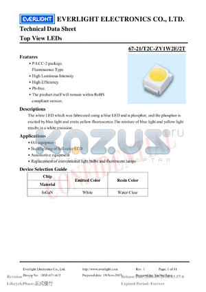 67-21-T2C-ZV1W2E-2T datasheet - Top View LEDs