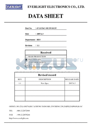 67-21-T6C-MU2W1E-2T datasheet - Top View LEDs