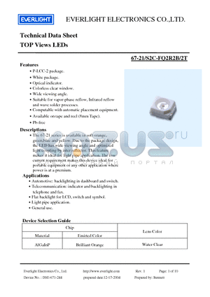 67-21-S2C-FQ2R2B-2T datasheet - TOP Views LEDs