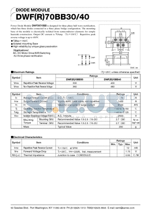 DWR70BB30 datasheet - DIODE MODULE