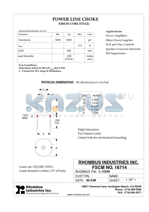 L-12268 datasheet - POWER LINE CHOKE