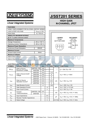 J202 datasheet - HIGH GAIN N-CHANNEL JFET